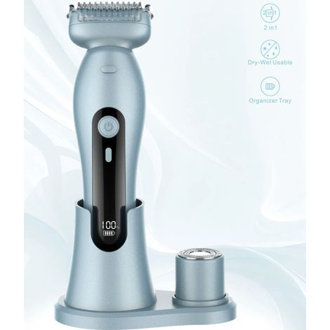 Rasoir électrique femme bleu rechargeable USB étanche, épilateur corps multifonction pour élimination précise des poils, soin corporel pratique quotidien