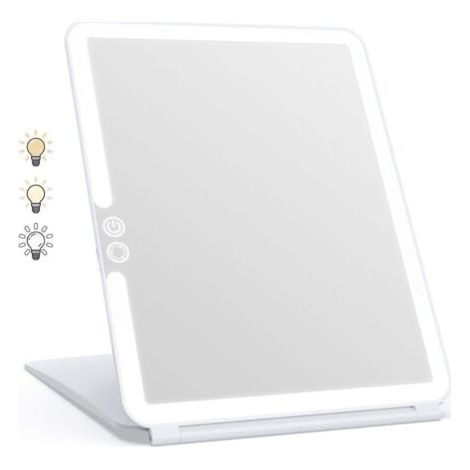 Miroir Maquillage, Miroir Maquillage Lumineux avec 72 Lumières LED, 2000mAh USB Rechargeable Miroir LED, Écran Tactile Miroir de Voyage (Blanc) (1/4)