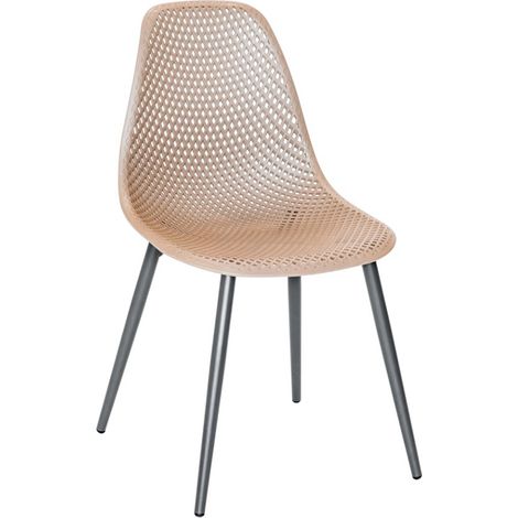 Lot de 2 chaises exterieur en résine tressée Beige 46x53x85 cm (1/5)