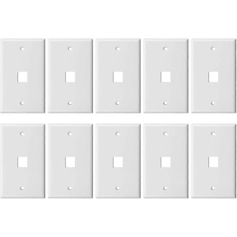 Einzelne RJ45-Netzwerk-Wanddose, Abdeckplatte für RJ45-Buchse und modulare Einsätze, Ethernet-Buchsenabdeckung für Büros (10er-Packung) (1/5)