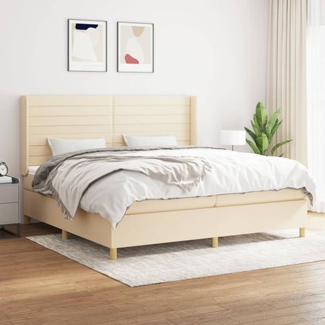 Boxspringbett mit Matratze Creme 200x200 cm Stoff (1/5)