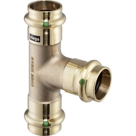 Viega Pièce en T Sanpress 109165 22 x 15 x 22 mm, avec SC-Contur, bronze à canon ou bronze au silicium