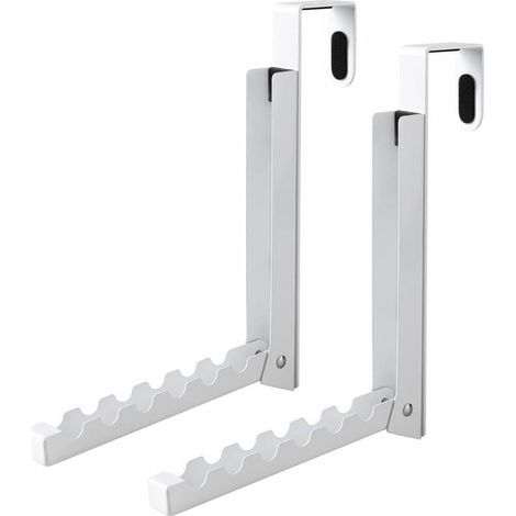 Confezione da 2 ganci pieghevoli per bucato sopra la porta, 6 scomparti per vestiti, cappotti, dietro la porta del bagno, borse e accappatoi (bianco) (1/4)
