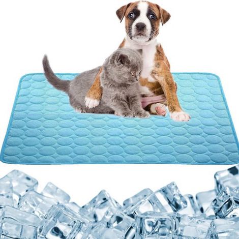 Tapis rafraîchissant pour chien et chat - 90 x 120 cm - Tapis rafraîchissant pour chien (Q-Max 0,4) - Coussin rafraîchissant pour animaux - Couette respirante en soie glacée pour chiens et chats - T (1/5)