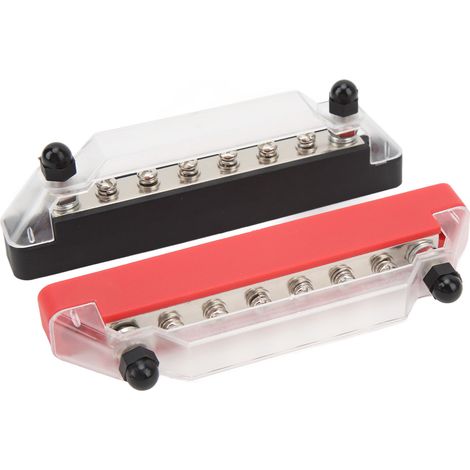 Jeu de 2 Barres Omnibus 150A Rouge et Noir Bateau/Camping-Car 8 Voies M6 Haute Intensité Bloc de Distribution 12V à 48V DC (1/5)