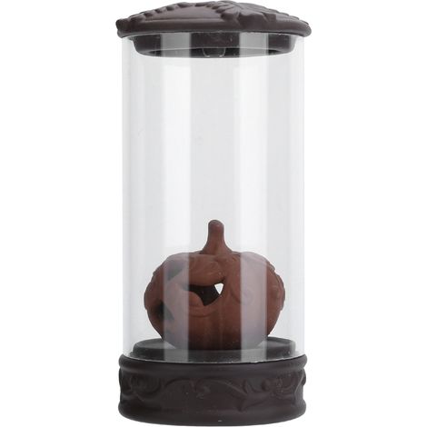 Brûleur d'encens délicat avec lumière LED colorée, objet de décoration artisanal fait main pour la maison ou le bureau, style YogaPumpkin (1/5)