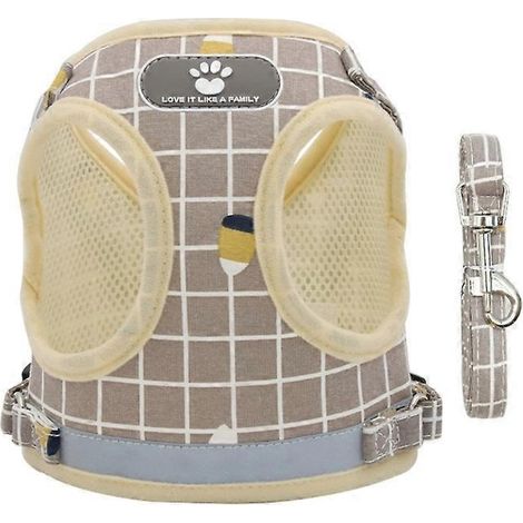 Reflektierendes Outdoor-Hundegeschirr, Hunde-Spazierweste, leicht zu handhabende Leine, Größe M, Farbe Khaki.
