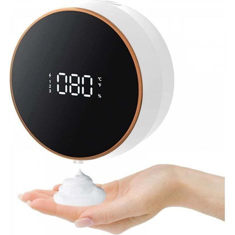 300ML avec capteur Distributeur Savon sans Contact Mural Distributeur Désinfectant pour Les Mains avec capteur d'affichage à LED Mural (White) (1/5)