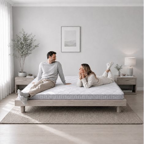 Matelas à ressorts ensachés 7 zones 90 x 190 x 10 cm H3 blanc OKWISH (1/5)