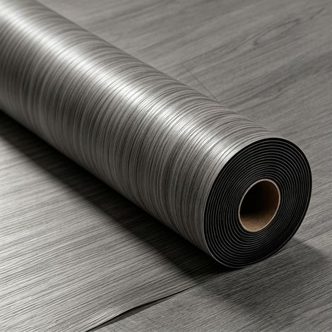 Revêtement de sol en PVC autocollant, en vinyle, aspect bois, imperméable, résistant à l'usure, vendu au mètre, pour cuisine, salon, salle de bain, 40 x 300 cm, gris (1/5)