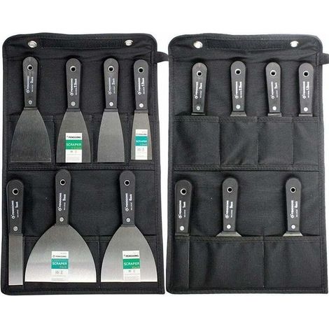 Couteaux à enduire en acier – Lot de 7 spatules avec sac de rangement – Dimensions de 2,5 à 12,7 cm – Pour cloisons sèches et mastic (1/5)