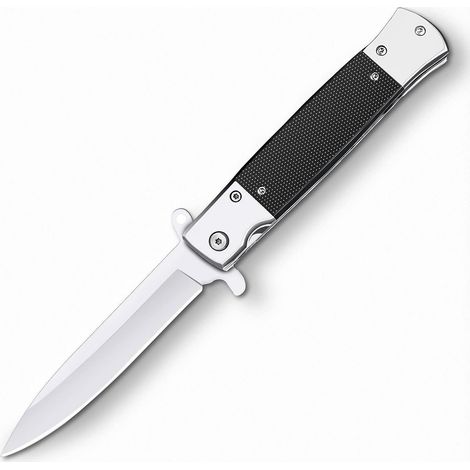 Klappmesser mit G10-Griff, Edelstahlklinge, Einhandöffnung, für Camping & Angeln