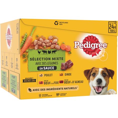 Pedigree - Cibo per cani adulti in busta porzionata, diverse varietà, 2x 24 x 100g