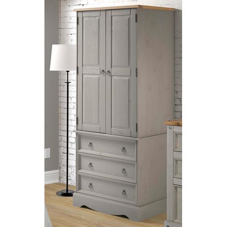 Corona Grey 3 Drawer Wardrobe (1/5)