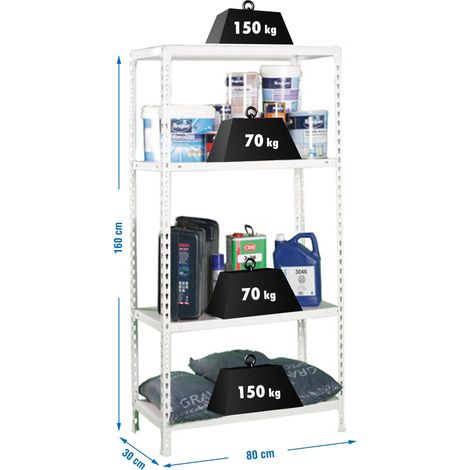 Simonrack Moderne Metallregal Weiß 4 Ablagen