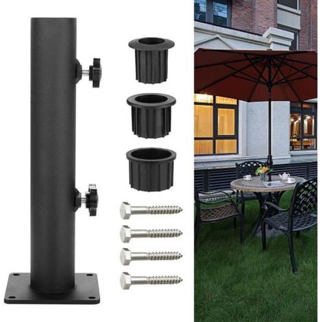 Porte-parapluie acier noir avec double bouton – Fixation sur balustrade, plage, bateau – Diamètres 28/38/48mm – Installation facile (1/5)