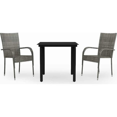Maison Exclusive - Ensemble à manger de jardin 3 pcs Gris et noir (1/5)