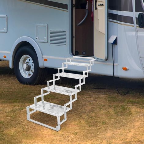 Escalier ciseaux en alliage d'aluminium, échelle pliable à 4 marches pour camping-car/caravane, capacité de charge 110 kg (1/5)