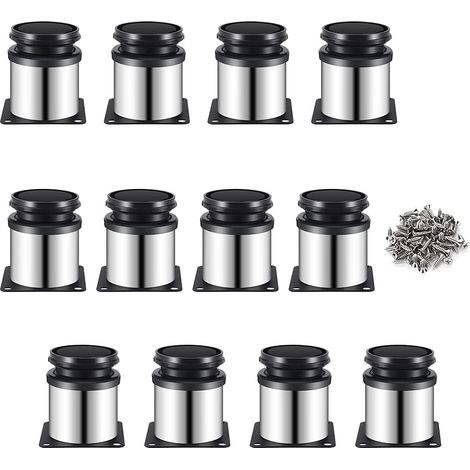 Pieds de Meubles Ronds en Acier Inoxydable, Réglables de 0 à 15mm, Lot de 12, Design Pratique et Élégant (1/5)