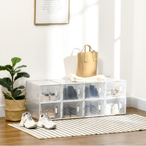 Meuble chaussures modulaire 8 compartiments en plastique transparent, montage sans outil HAVRYA (1/5)