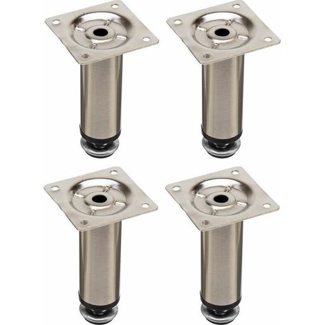 4x Pied de meuble ajustable ±13mm base ronde Ø30mm en acier finition chrome poli à visser Meuble TV Réglable Canapé Buffet Armoire Table Lit Bureau Bricolage, 100mm (1/2)