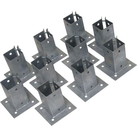 Bolt Down Fence Post Support 75MM Bolt Grip X10 (Galvanised Fencing Base Shoe Foot) (1/5)