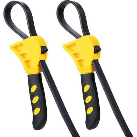 Set mit 2 Gummibandschlüsseln, Ölfilterbandschlüssel, verstellbar, 480 mm, für Sanitärreparaturen Duschkopfarmatur - (1/5)