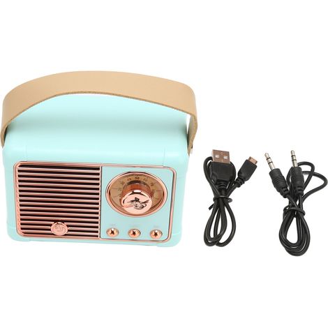 Enceinte Bluetooth Vintage Stéréo HiFi, Transmission Rapide, Faible Consommation, Portable pour Intérieur et Extérieur, Bleu (1/5)