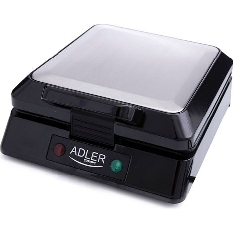Adler AD3036 Gofrera Eléctrica, 4 Gofres Belgas, Antiadherente, Regulador Temperatura, Soporte Vertical 1500W Plata