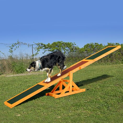 Balançoire d'agilité pour chiens – balançoire pour chiens – équipement de dressage canin – bois pré-huilé, feutre bitumé antidérapant, briques vertes