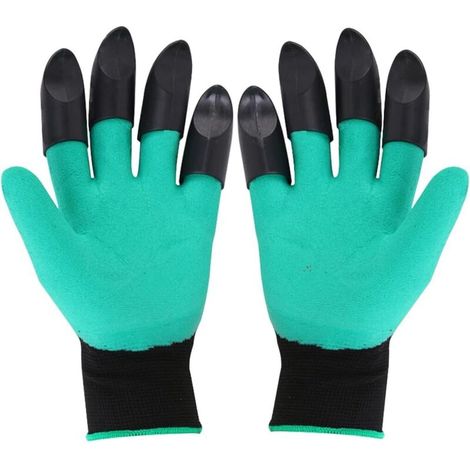 Paire de gants de travail unisexes, imperméables, pour le jardinage et le travail du sol. 8 griffes pour une prise en main ferme.
