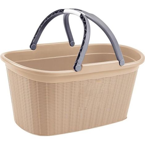 Cesta Porta Biancheria con 2 Manici richiudibili Spaziosa lt 35 salvaspazio casa lavanderia Multiuso per Organizzare traspontare i Tuoi Capi - Colori: Cashmere