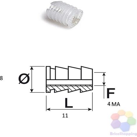 20 pz bussola nylon mm 8 esterno passo 4 mm x 11 h boccola per cerniere mobili