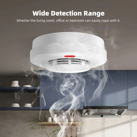 Tuya WLAN-Rauchmelder mit akustischem Alarm und mobiler App für Brandschutz, Abschaltfunktion - Crezuo