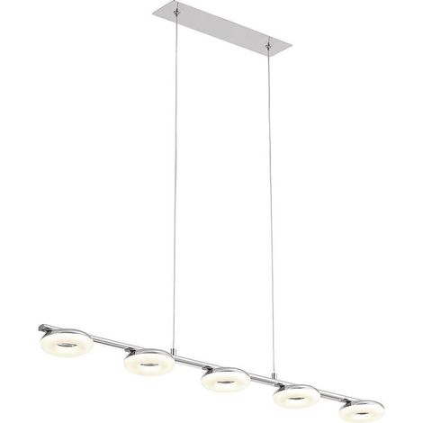Litecraft Halo Ceiling Pendant Bar Integrated LED 5 Light - Polished Chrome (1/5)