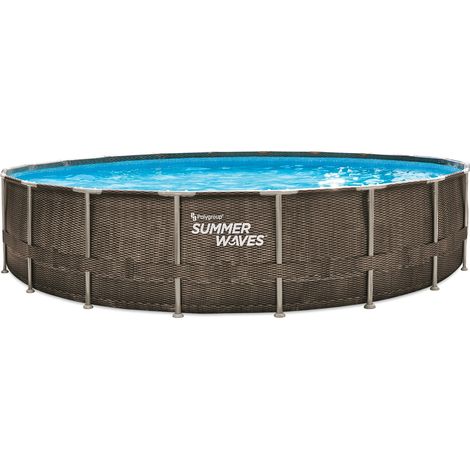 Summer Waves – Piscine tubulaire ronde Ø6,10 x 1,22m – Liner triple épaisseur – Capacité 32 000 L – Pompe filtrante 5,80 m³/h incluse
