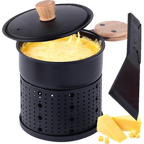 1 Raclette-Fondue-Set, 300 ml, Holzgriff, Kerzenhalter, Schokoladenkäse, Camping, Büro, Zuhause (1/5)