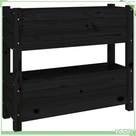 Jardinière - FAFEICY - 823945 - Bois de pin massif - Noir - 77 x 25 x 66 cm (1/5)