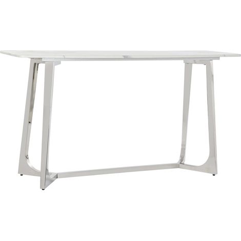 Console Acier Marbre 150X45X80 Argenté (1/5)