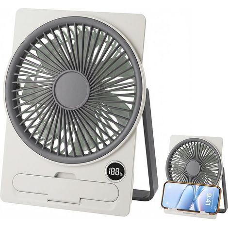 Tischventilator, leiser USB-Ventilator, Mini-Ventilator mit 5 Geschwindigkeitsstufen, LED-Anzeige, kleiner tragbarer Ventilator für Büro, Zuhause, Schlafzimmer (Grau) (1/5)
