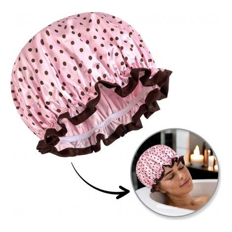 Cuffia protettiva per capelli Ecarla da notte a pois rosa KCZ01 (1/5)
