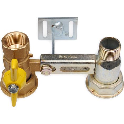 Mensola con rubinetto - ø 1" 1/4 - 3/4" x 3/4" - INT. 110 mm - con manopola a farfalla per contatori Gas dotata di zanca attorcigliata per tassello e guarnizioni 0000GN50422 (1/2)