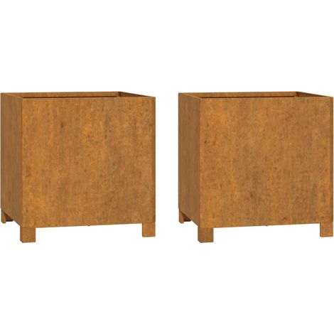 Fioriera rialzata per piante fiori giardino o patio con gambe set da 2 color ruggine 42 x 40 x 43 cm acciaio corten marrone 020038877