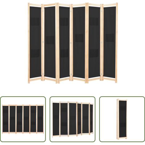 Raumteiler 6-teilig - 6-teiliger Raumteiler Schwarz 240 x 170 x 4 cm Stoff (1/5)