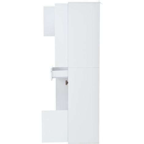 Vetrina alta bianca 55 x 38 x 170 cm con 1 cassetto, 4 armadi e LED, finitura lucida (1/5)