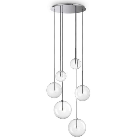 Lampadario A Sospensione Contemporaneo Equinoxe Metallo Cromo 6 Luci G4 2W Ip20 (1/2)