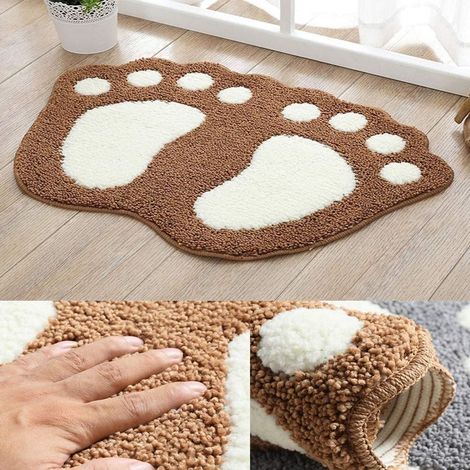 Alfombra/tapete de baño de microfibra, diseño antideslizante, suave y cómoda, apta para baños y habitaciones infantiles, 40 x 60 cm, marrón. (1/5)