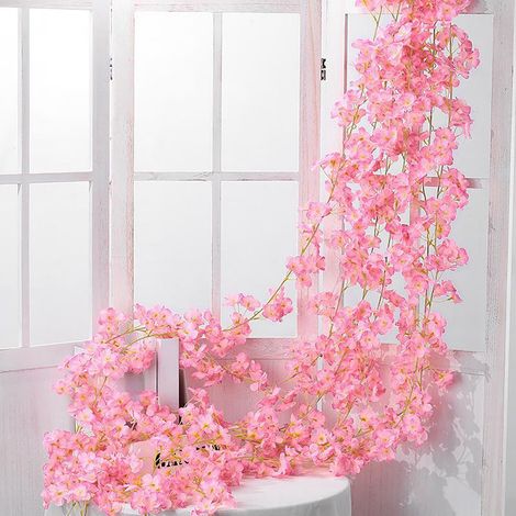 Guirlande Fleur Artificielle Cerisier Rose - 5 Pièces 30 Pieds - Pour Décoration Extérieure Intérieure Mariage Jardin Fête Anniversaire Saint Valentin Noël (1/5)