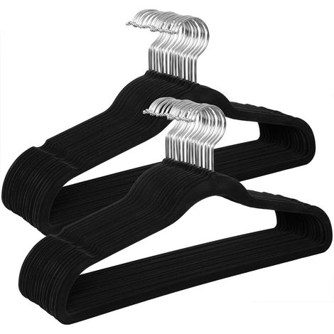 SONGMICS Grucce Appendiabiti in Velluto, 30 Pezzi, Salvaspazio e Antiscivolo, Gancio Girevole a 360°, Spesso 0,6 cm, Largo 41,5 cm, Cappotti Pantaloni, Nero Inchiostro e Argento CRF26BK (1/5)