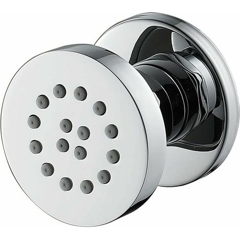 Jets Latéraux Chromé Jet de Corps en Laiton Réglables Pulvérisation de Buse Ronde Mural Jets de Massage Douche pour Accessoires de Salle de Bain, 1 Pack 50x50mm, (1/5)